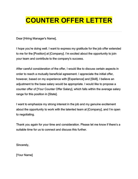 Sample Counter Offer Letter For Property How to write a Counter Offer