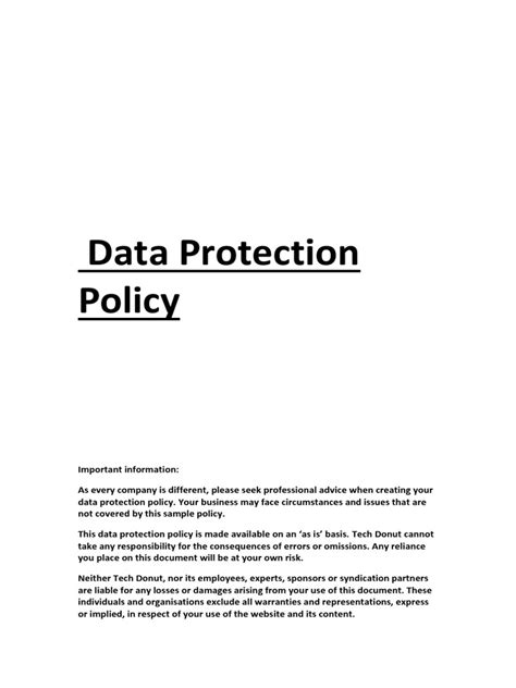 Sample Data Protection Policy Template Policy template, Data map