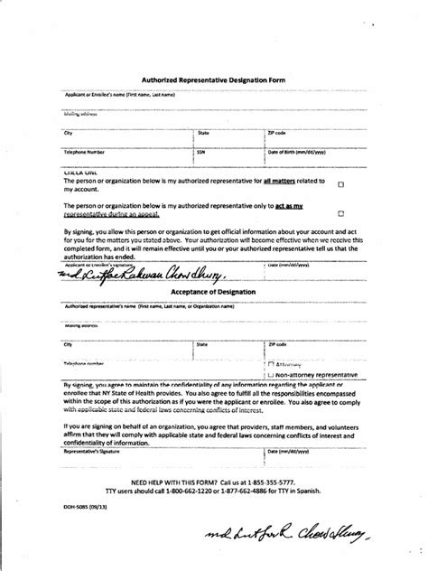 Sample Designation Of Authorized Representative Form Printable Pdf