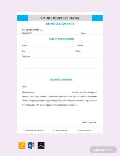 Sample Doctors Note Template 1 Google Docs Templates Return To Work