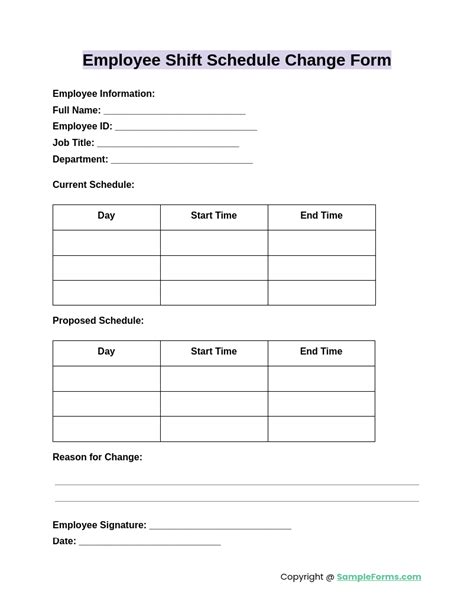 Sample Employee Shift Change Forms 7+ Free Documents in Word, PDF