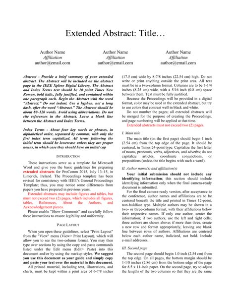 Sample Extended Abstract