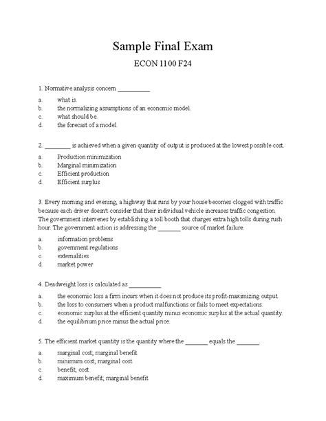 Sample Final Exam