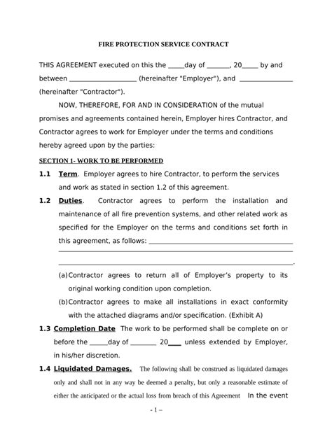 Sample Fire Extinguisher Contract