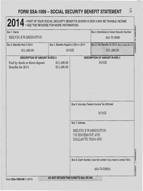 Sample Form SSA 1099 - Social Security Benefit …