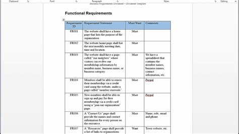 Sample Functional Requirements Document For Website The Document Template