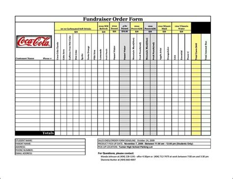 Sample Fundraiser Order Form Template Sample Templates