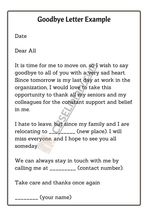 Sample Goodbye Letters Example, Sample and How To Write Sample