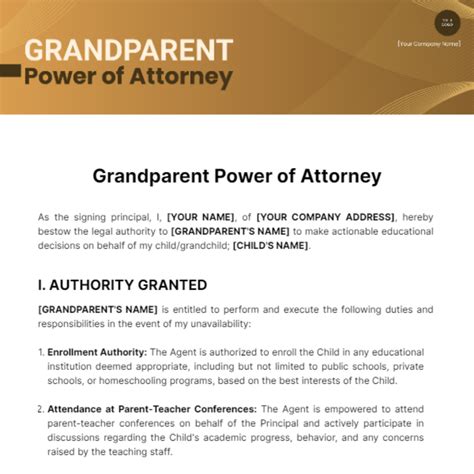 Sample Grandparent Power Of Attorney Form Form Resume Examples 