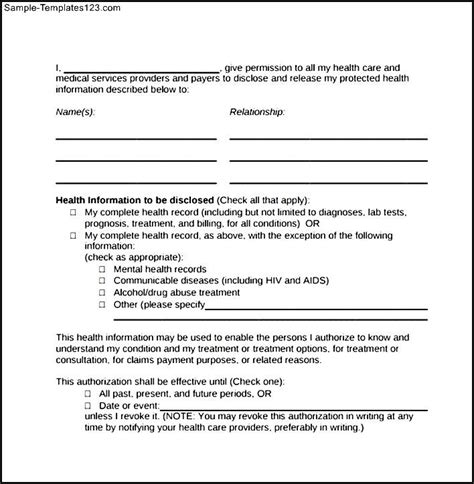 Sample Hipaa Authorization Form amulette