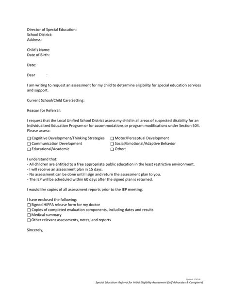 Sample Iep Request Letter California