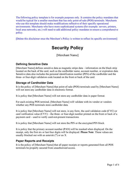 Sample Information Security Policy Template