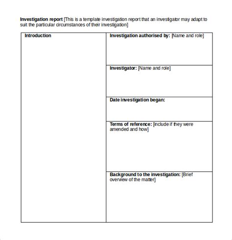 Sample Investigation Report Template 9+ Free Documents in PDF, Word