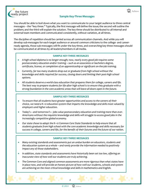 Sample Key Three Messages Template by NextGenScience Issuu