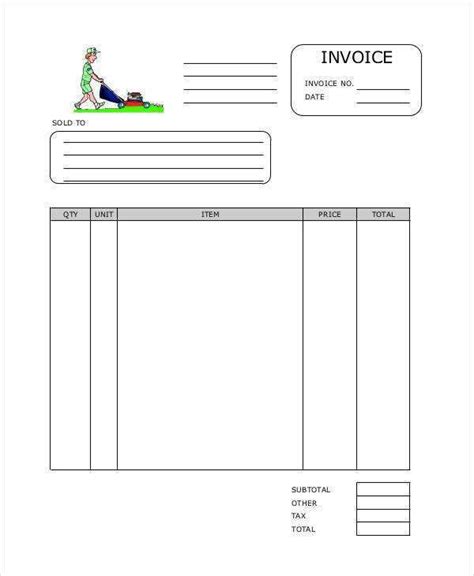 Sample Landscape Invoice Templates Cards Design Templates