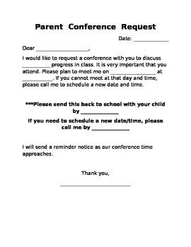 Sample Letter Parent Teacher Conference Request