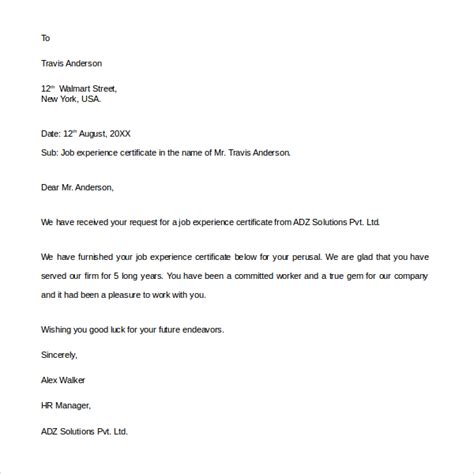 Sample Letter of in DOC Sample Templates