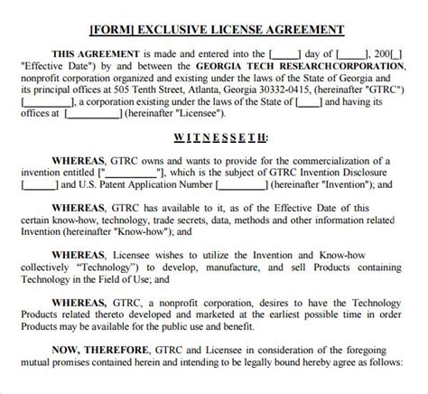 Sample License Agreement Template 9+ Free Documents in PDF, DOC