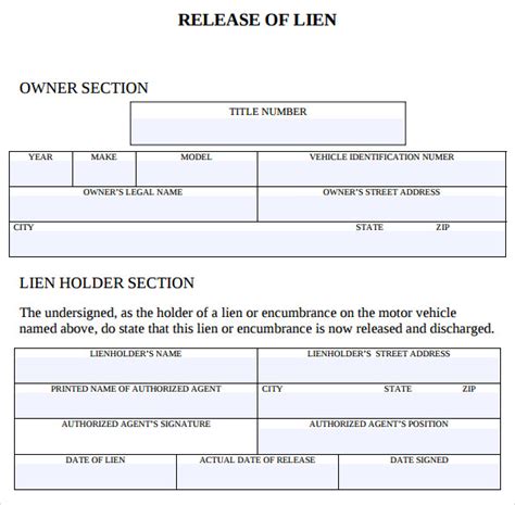 Sample Lien Release Form Classles Democracy