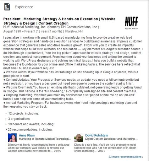 Sample Linkedin For Project Manager Classles Democracy