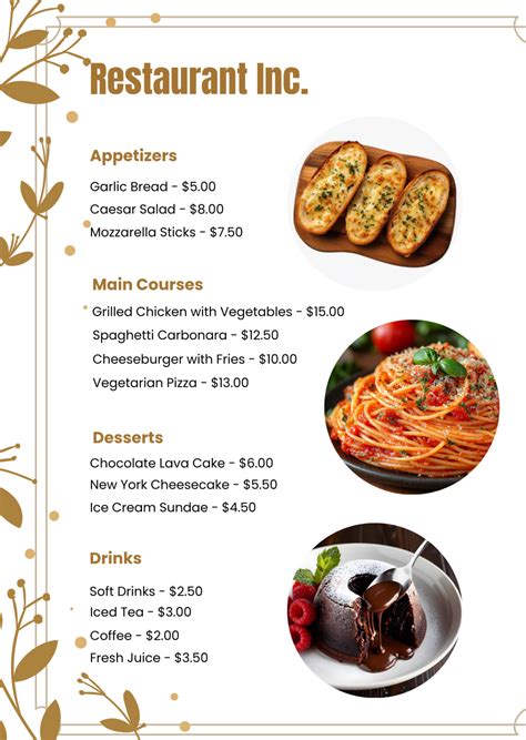 Sample Menu Template