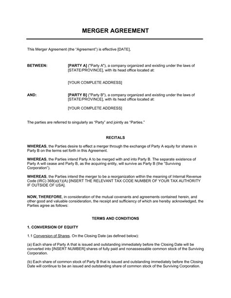 Sample Merger Proposal