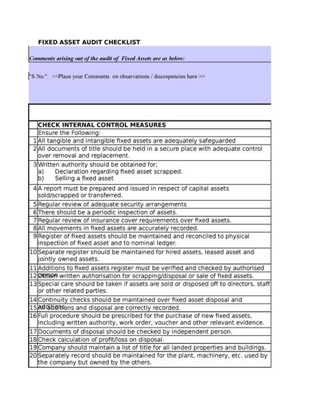 Sample Of Audit Checklist For Fixed - apkcara.com