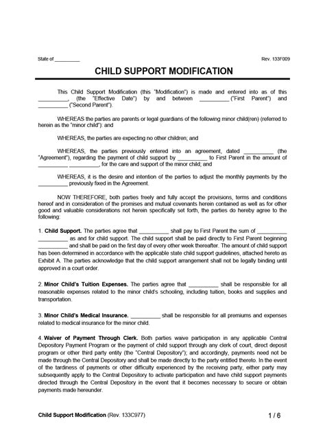 Sample Of Modification Arrears Letter Child Support