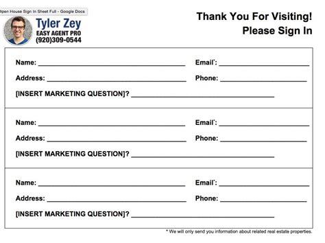 Sample Open House Sign In Sheet Classles Democracy