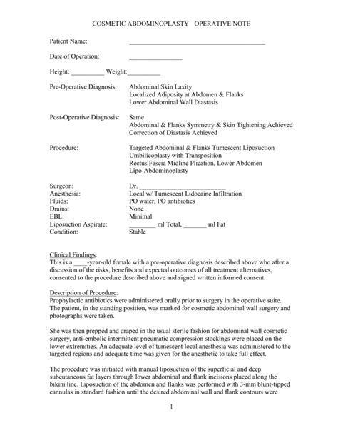 Sample Operative Note