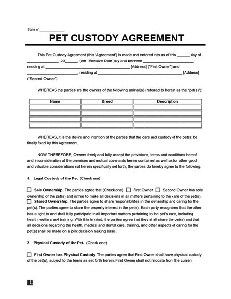 Sample Pet Custody Agreements - bespoke.cityam.com