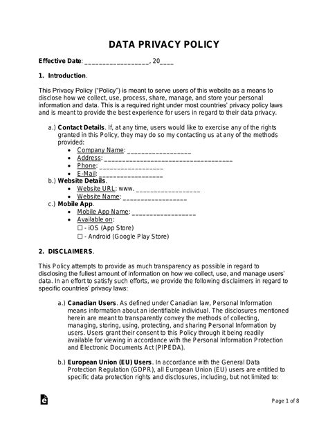 Sample Privacy Policy Template Privacy Policy Generator