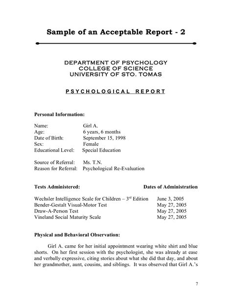 Sample Psych Report