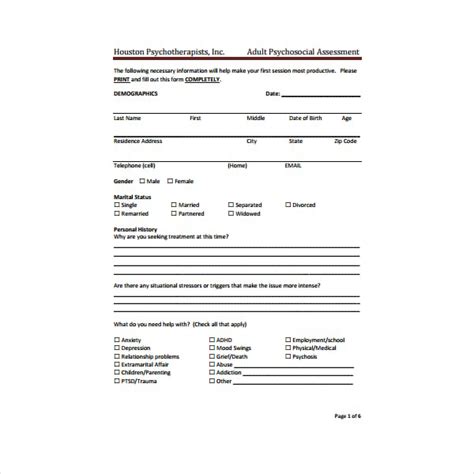 Sample Psychosocial Assessment Classles Democracy