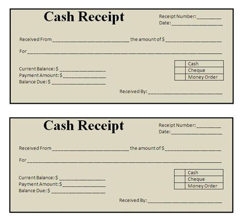 Sample Receipt Form Template Word Format