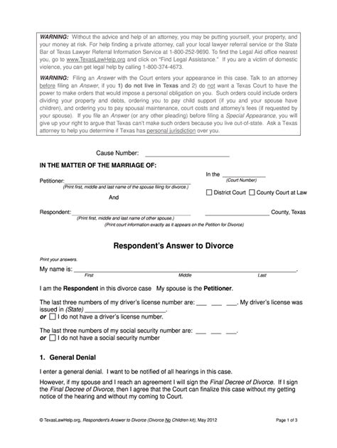 Sample Response to Divorce Petition Form Fill Out and Sign Printable