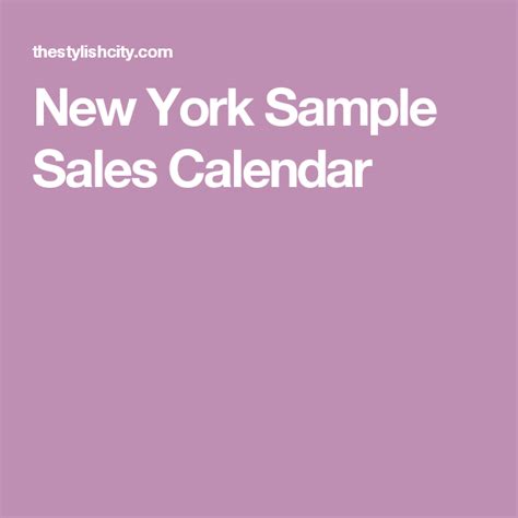 Sample Sale Calendar Nyc