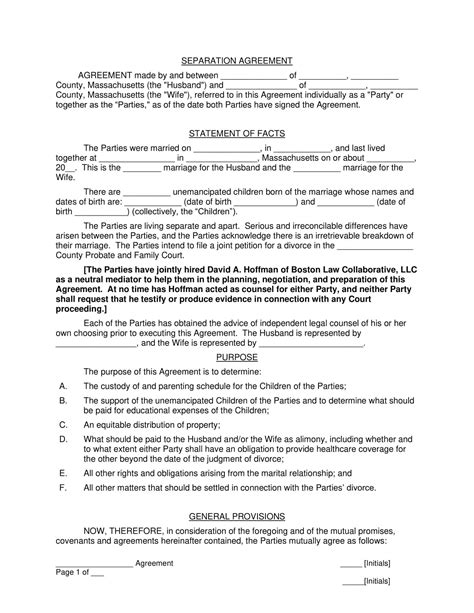 Sample Separation Agreement FindLaw Form Fill Out and Sign Printable