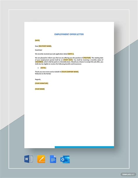 Sample Short Form Employment Offer Letter Sample Offer No Download