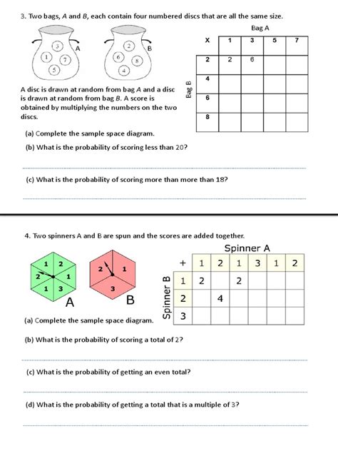 Sample Space Worksheet With Answers