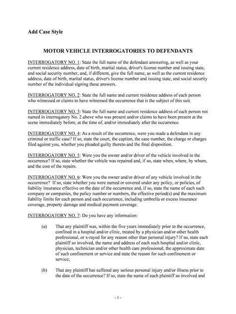 Sample Special Interrogatories for California Interrogatories