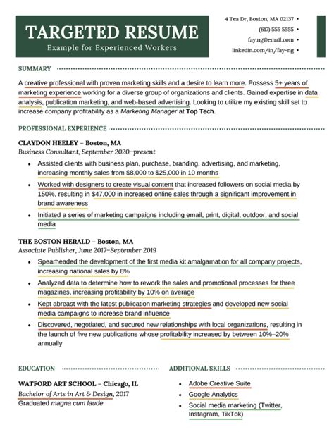 Sample Targeted Resume Format (Word) Dotxes