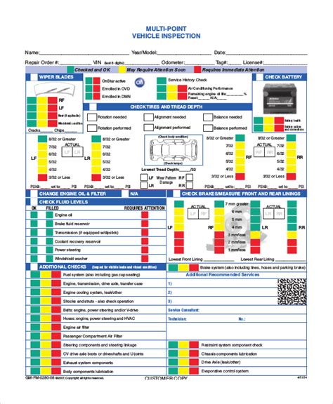 Sample Templates Sample Vehicle Inspection Form 8 Examples In Word Pdf
