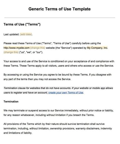 Sample Terms of Use Template TermsFeed
