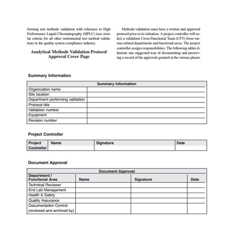 Sample Validation Plan Template 9+ Free Documents in PDF, Word