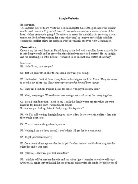 Sample Verbatim Counseling Sample