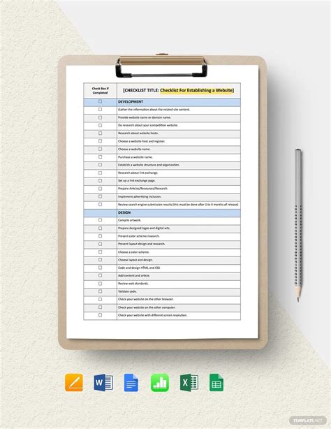 Sample Website Checklist