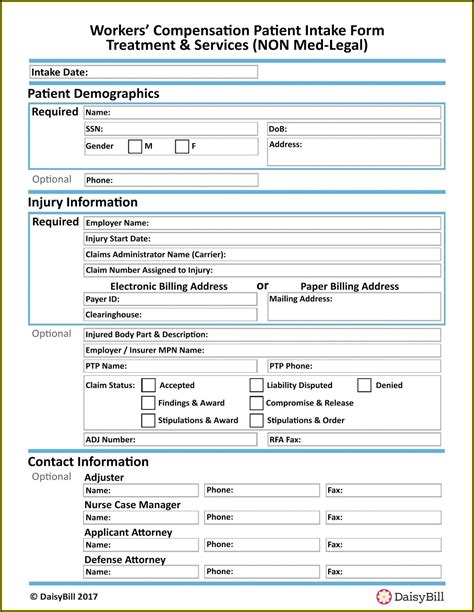 Sample Workers Compensation Intake Form Form Resume Examples 