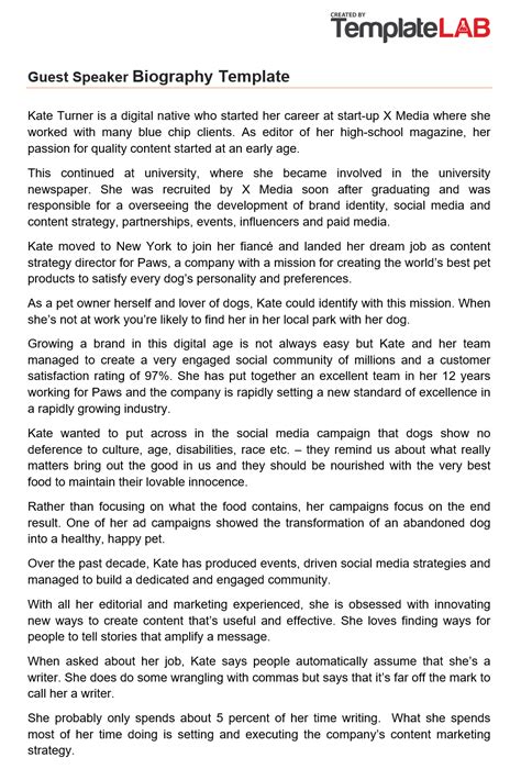 Sample biography of a guest speaker