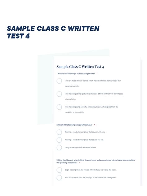 Sample class c written test 11.  Use this practice test to familiarize yourself with ...